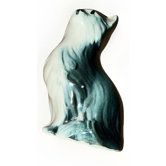 Vintage 1950s Ceramic Hand Black White Painted Cat Made In Japan 3x1.5” - Picture 2 of 6